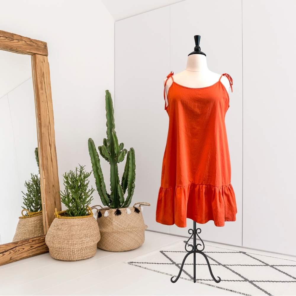 Cupshe Tie Shoulder Ruffle Hem Swim Cover Dress